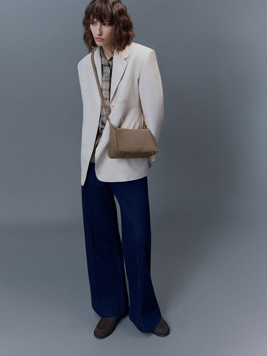 CHARLES & KEITH Aislin Shoulder Bag - Stone Grey