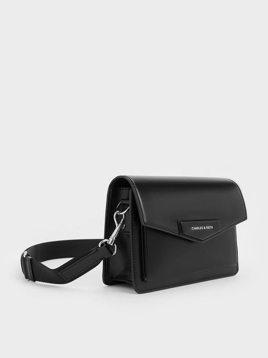 CHARLES & KEITH Adelie Envelope Crossbody Bag - Noir