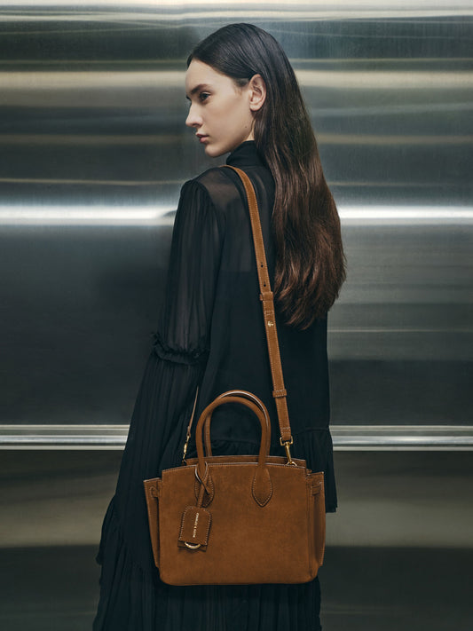 CHARLES & KEITH Ginevra Tote Bag - Pecan Brown