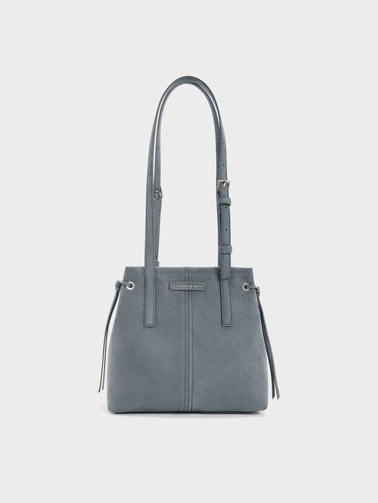 CHARLES & KEITH Noane Elongated-Handle Tote Bag - Smoky Blue