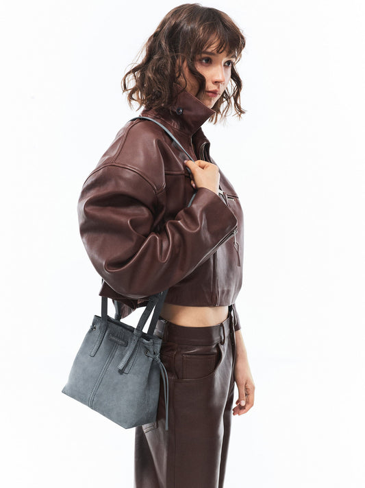 CHARLES & KEITH Noane Elongated-Handle Tote Bag - Smoky Blue