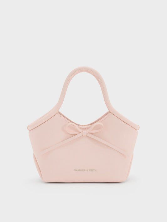 CHARLES & KEITH Hazel Bow Tubular Top Handle Bag - Soft Pink