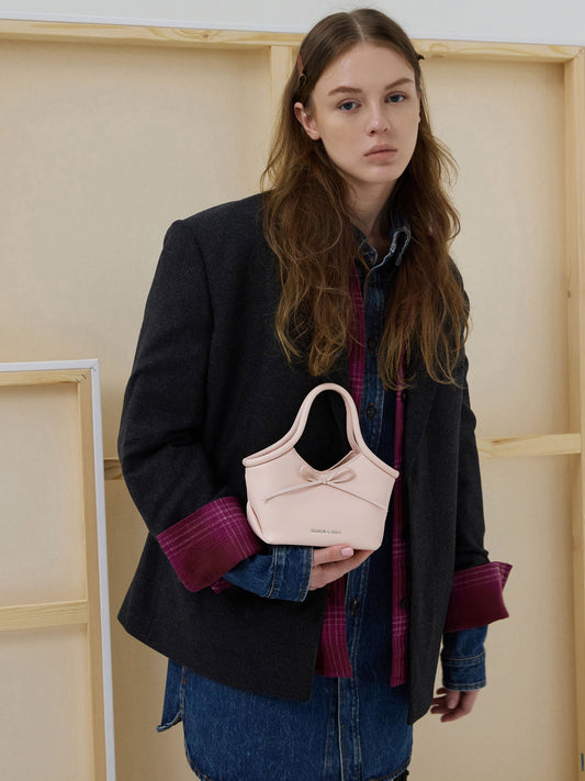 CHARLES & KEITH Hazel Bow Tubular Top Handle Bag - Soft Pink