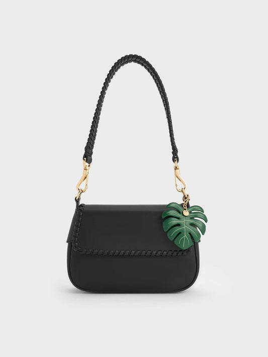 CHARLES & KEITH Blume Braided Shoulder Bag - Black