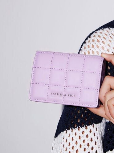 CHARLES & KEITH Quilted Mini Short Wallet - Lilac